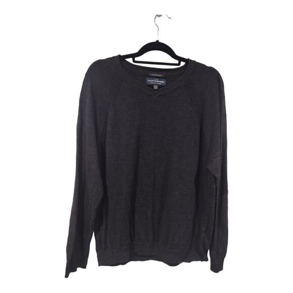 Lucky Brand Men's Grey V-Neck Cotton Sweater Size XL - Picture 1 of 5